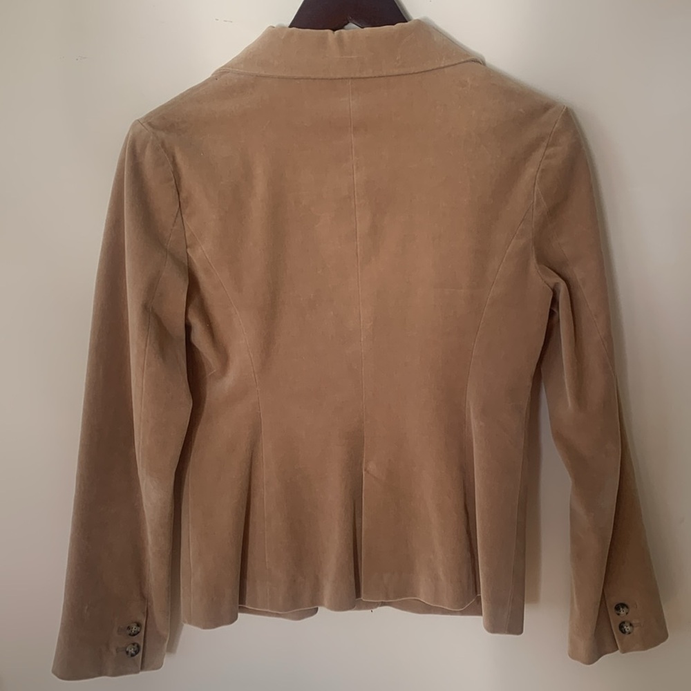 OZOC VELVET BLAZER TORTOISE BUTTONS WOMENS 40 DOUBLE BUTTON LINED CAMEL TAN EUC - Picture 8 of 11